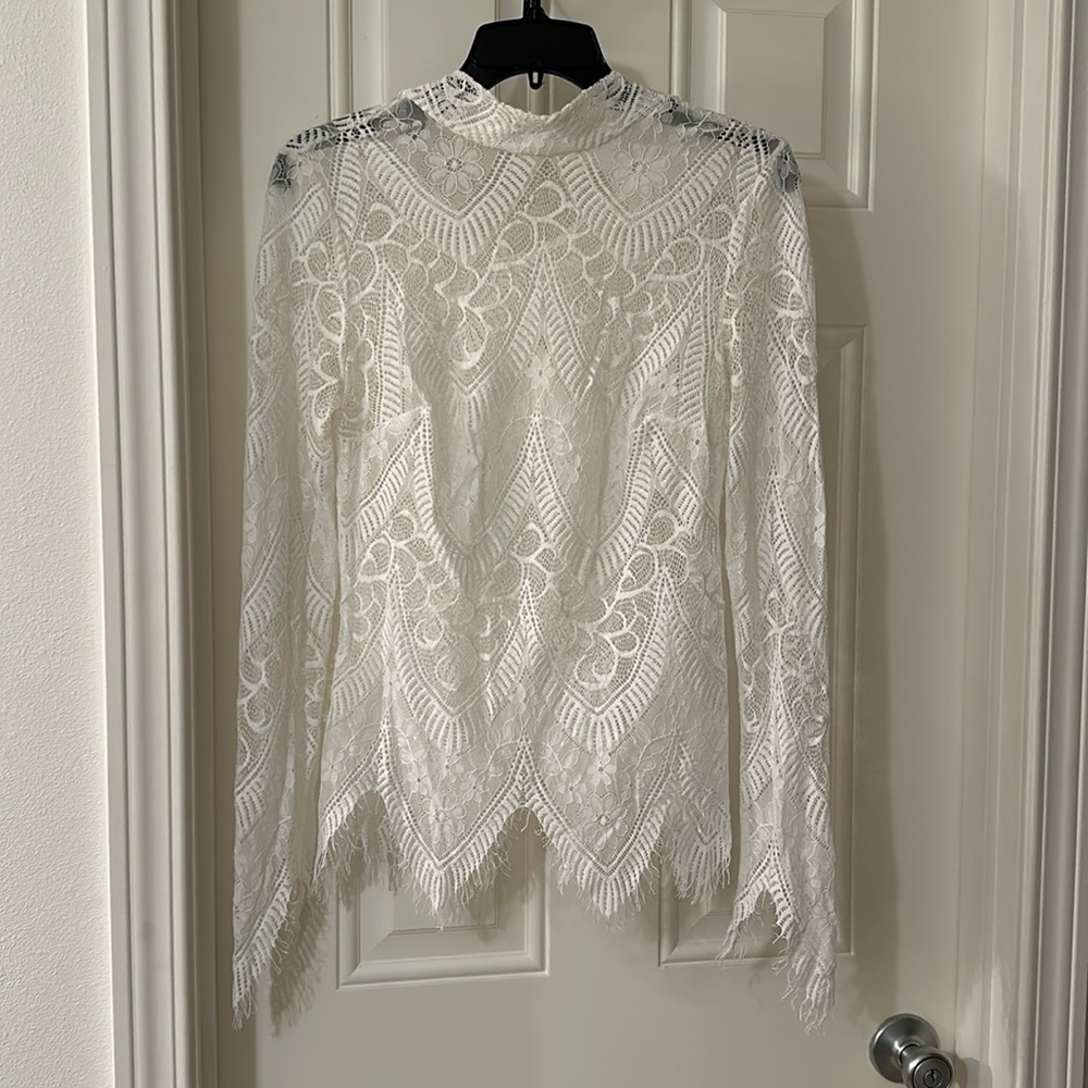 Bebe mock neck lace top